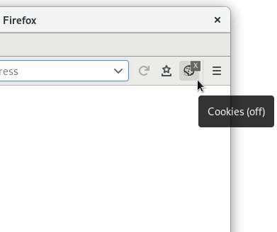 The toolbar icon with cookies disabled