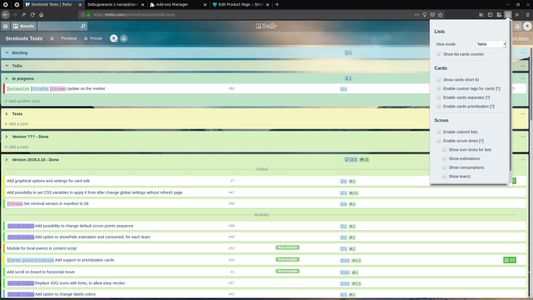 Table mode + board options