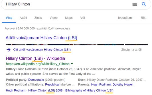An example of a label added after a name on a Google search page. (If in the extension settings, there was type