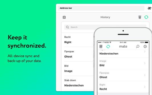 Mate's available for Mac, iOS and all web browsers. Use anywhere and keep all data in sync.