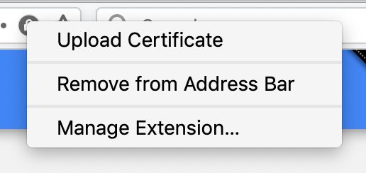 Right-click on the lock icon to upload and view a certificate from anywhere.