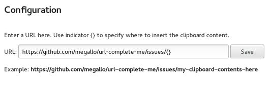 Configurable URL example for github issues