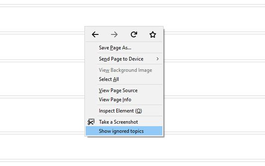 The 'Show ignored topics' context menu item