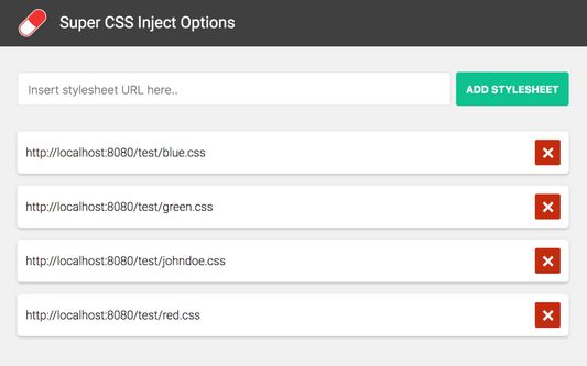 Options page to manage stylesheets.