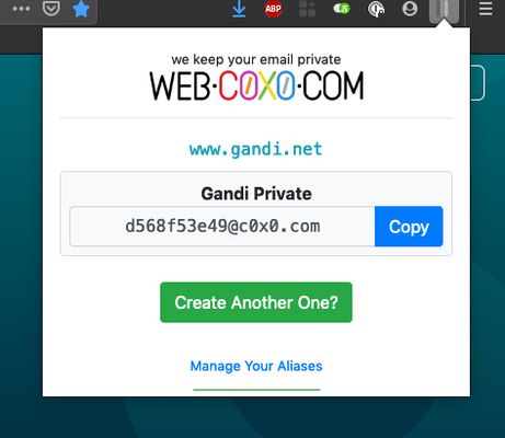That's it! Now when you click extension you will be presented with all aliases associated with that domain. Just click