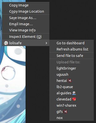 Context menu for images/audio/videos.