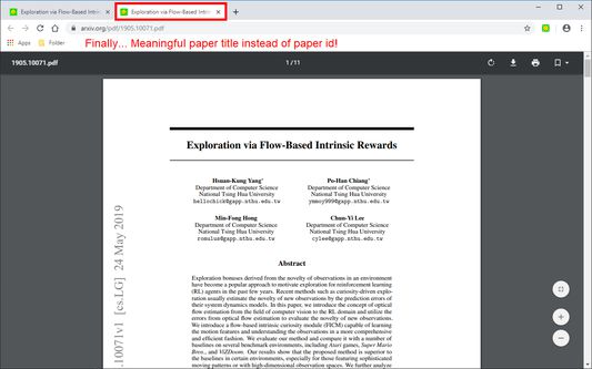 Finally... Meaningful paper title instead of paper id! (This is achieved through a custom PDF container.)