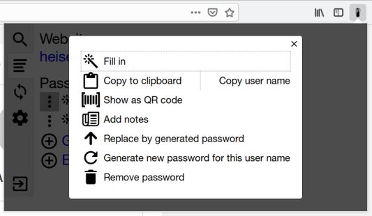 Password menu