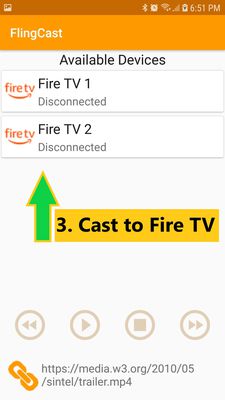 Once clicked it redirects to FlingCast back-end service that connects to Fire TV and submits the video link to it.