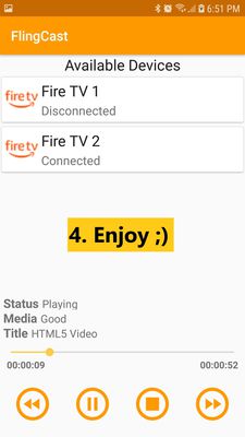 Once connected it provides a full control over the video being played on Fire TV.