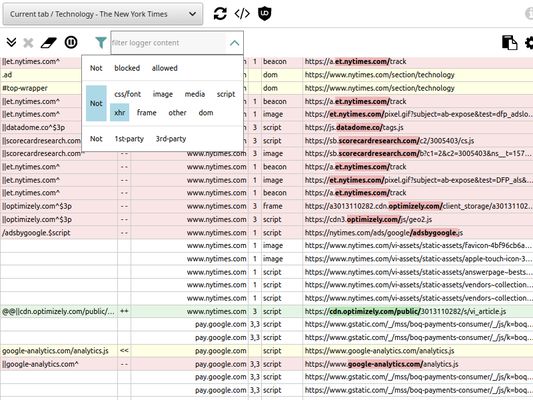 The unified logger tells you all that uBO is seeing and doing