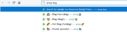 Search for emojis directly in your address bar (needs to be enabled manually).