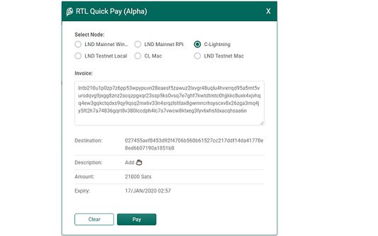 RTL Quickpay in action to send payment.