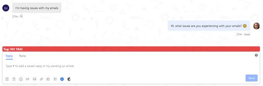 Displaying an alert, to let the user know that the conversation does not have a tag.