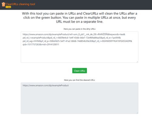 How ClearURLs has cleans up the dirty Amazon link with the built-in tool to clean up multiple URLs at once