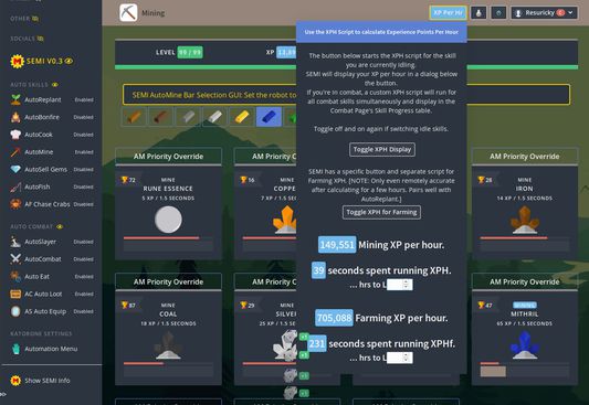 v0.3 XPH for all other idle skills menu & readout & time until chosen level calculators