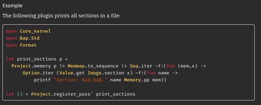 Different colors for types, keywords and literals.