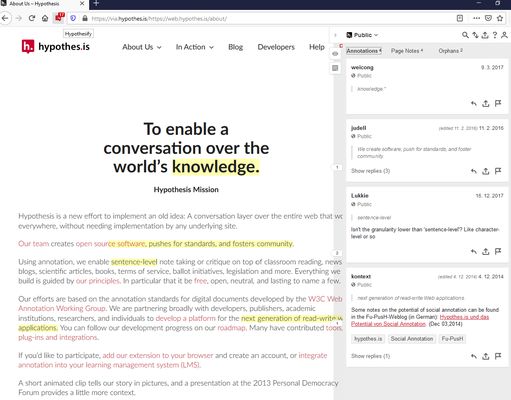 A webpage opened in Hypothes.is.