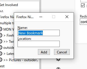 Bookmark creation dialog