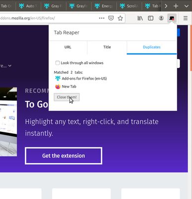 Multiple tabs with the same sites open, close the duplicates!