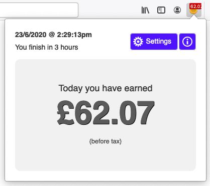 View of amount earned