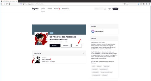 RSS button added to a series info page