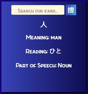 Gonbari when kanji is searched with the selection function.