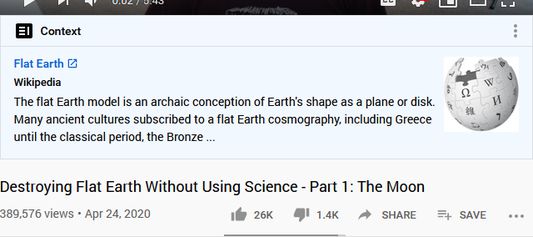 This box shows up under flat earth related videos. NC-YT removes this box.