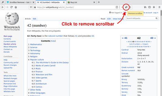 Click page action to remove the (page-level) scrollbar