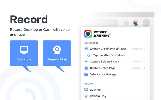 Record desktop or cam with voice and face