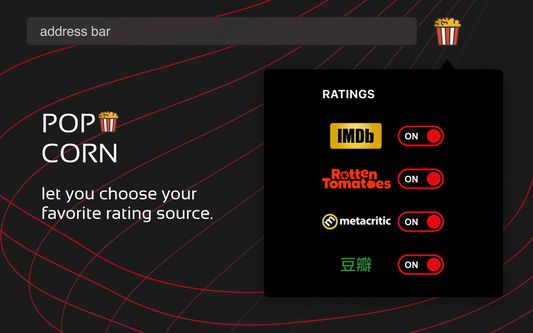 Popcorn let you choose your favorite rating source.