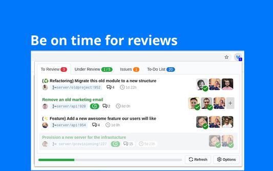 Preview of reviews on the Gitlab Notify Extension