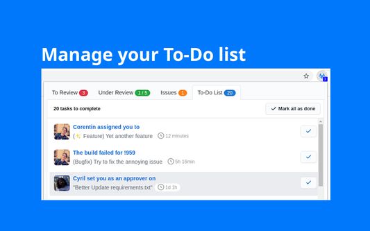 Preview of todo the Gitlab Notify Extension