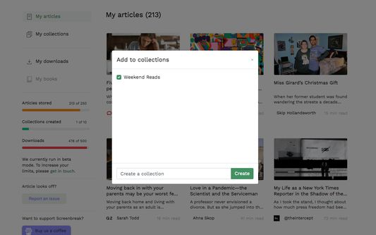 Add an article into a collection