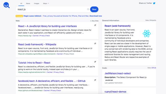 Runnaroo Search Results Page for React.js