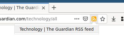 A page icon that when clicked raised a popup showing the RSS feeds in the current page.