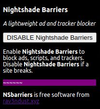 Nightshade Barriers in its enabled state.