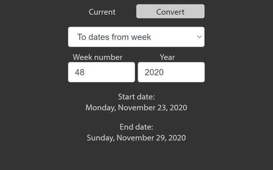 Convert week number and year to dates.