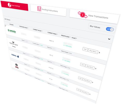 Blurring of values, sorting of values, and additional Account Overview data.