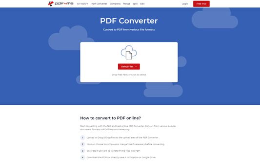 Easily convert Word, Excel and PowerPoint files and Images to PDF.