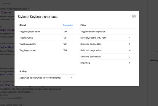 Use shortcuts to easily toggle styling