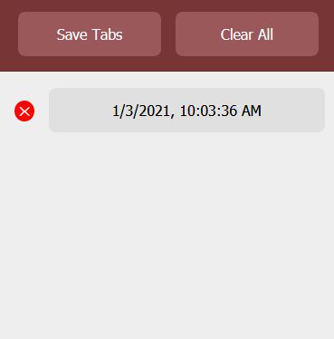 2. Click on the highlighted button to see all the tabs you saved at '1/3/2021 10:03:36 AM