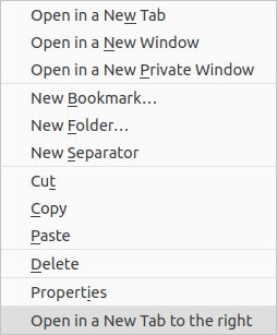 Bookmark context menu