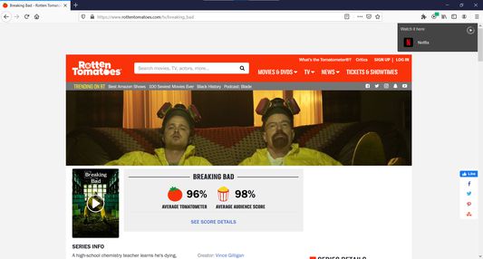 Search results as popup notification (RottenTomatoes)