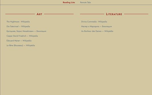 A New Tab page featuring an overview of all your tabs and reading lists