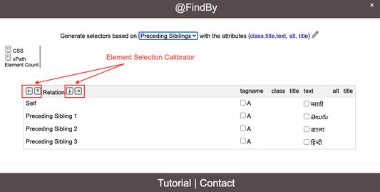 Calibrate element selection