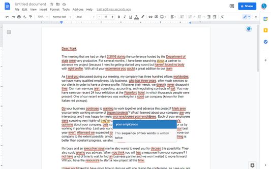 Correct your texts on Google Docs.