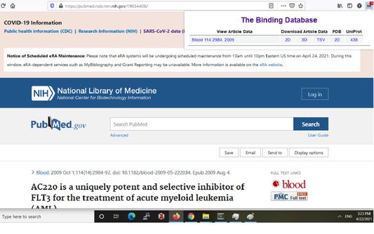 A Blood Article in PubMed having Binding Data in BindingDB