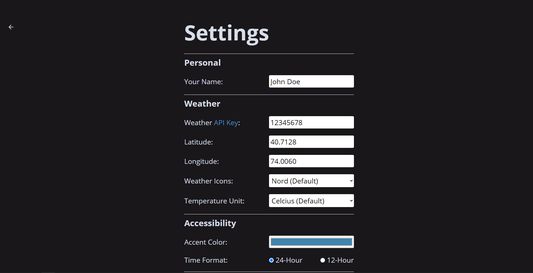 settings menu