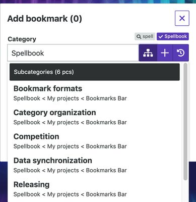 Show subcategories for selected category